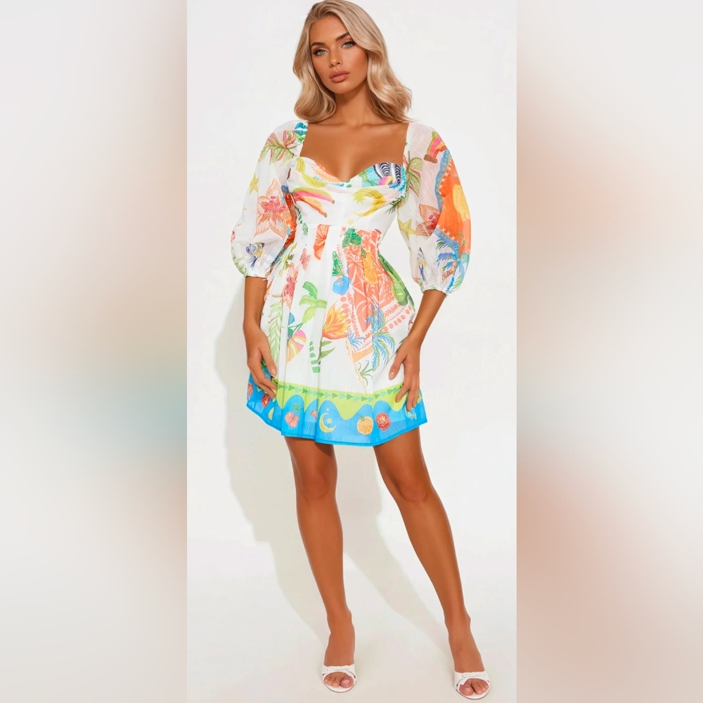 Fashion Nova Floral Puff Sleeve Mini Dress - XL